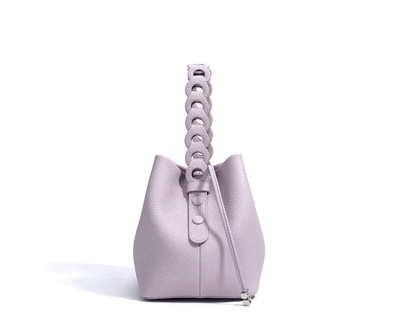 Damen Bucket Bag aus 100% Echtleder, Crossbody Schultertasche, Modische Designer-Shopper-Tasche, Trendige Marken-Handtasche – Detail 22