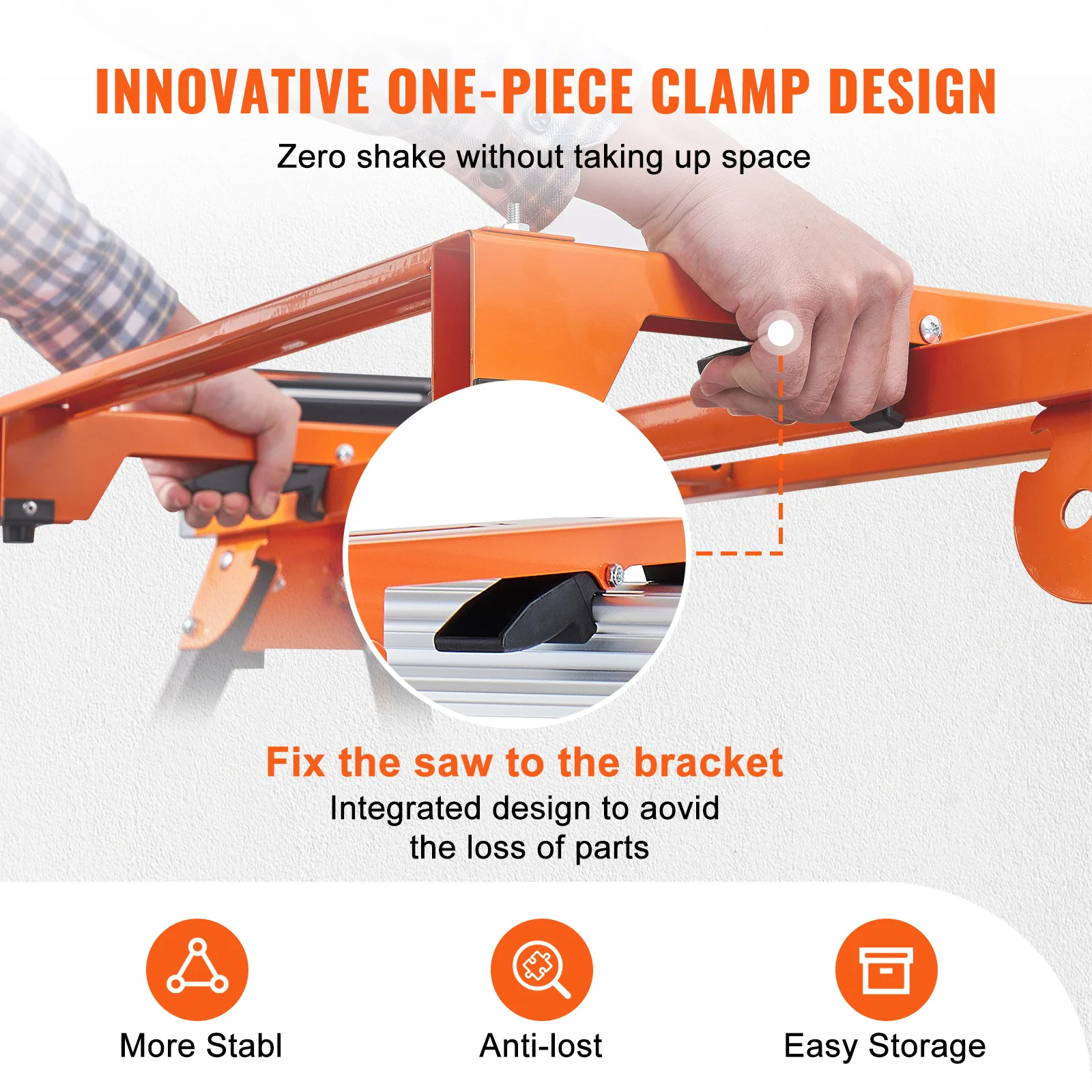 VEVOR 79in Miter Saw Stand with One-piece Mounting Brackets Clamps Rollers Sliding Rail 330lbs Load Capacity for Cutting Works