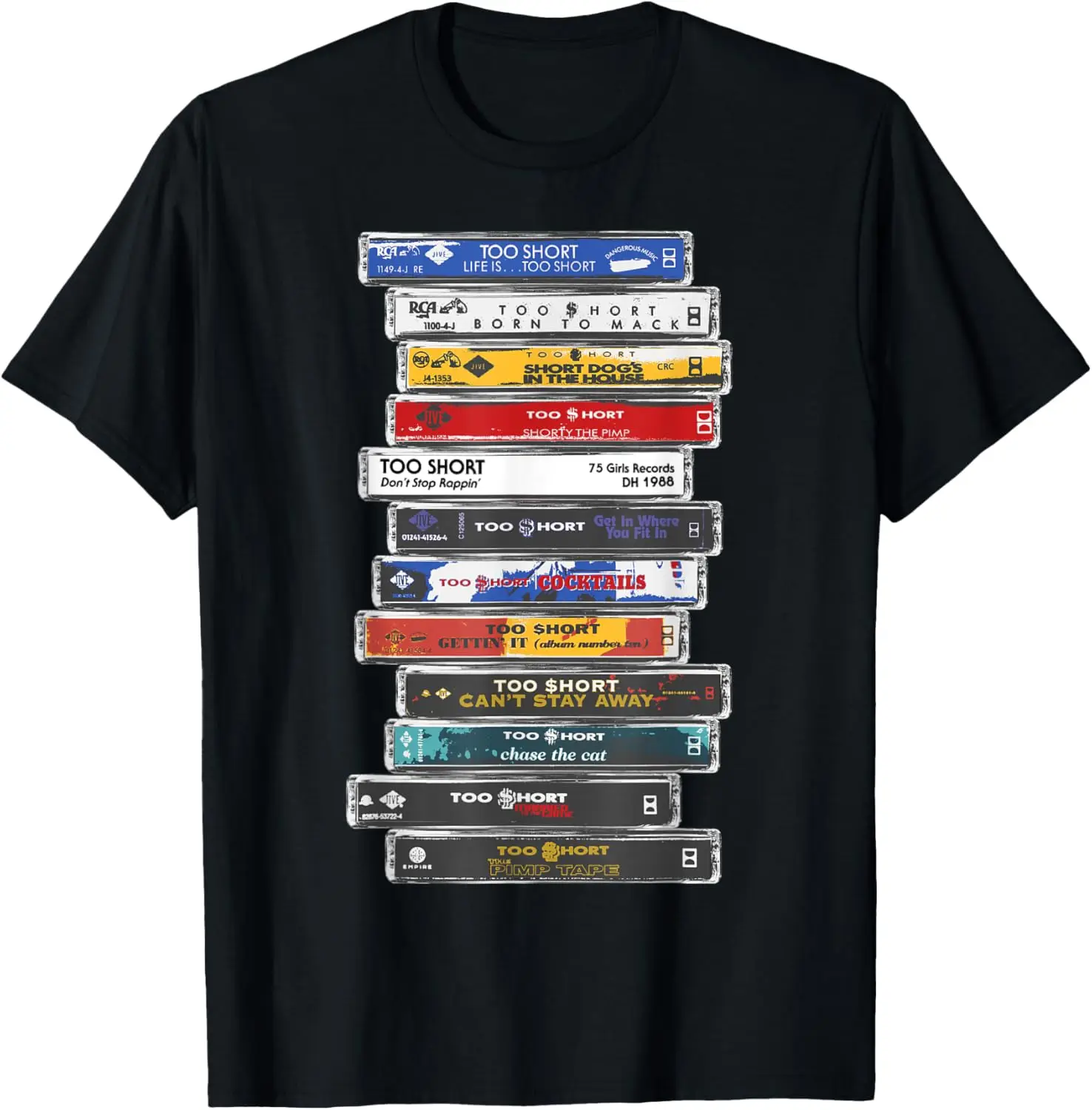 

Too Short - Cassette Stack T-Shirt Vintage T Shirt Men Clothing Camisas Graphic Oversized