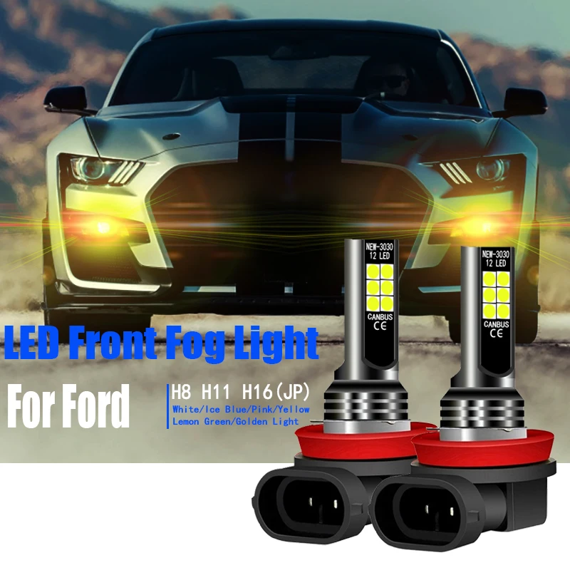 2pcs LED Front Fog Lights Lamps H8 H11 For Ford B-Max C-Max Fiesta 5 6 7 Focus 1 2 3 4 Fusion Galaxy Ka 2014 2015 2016 2017 2018