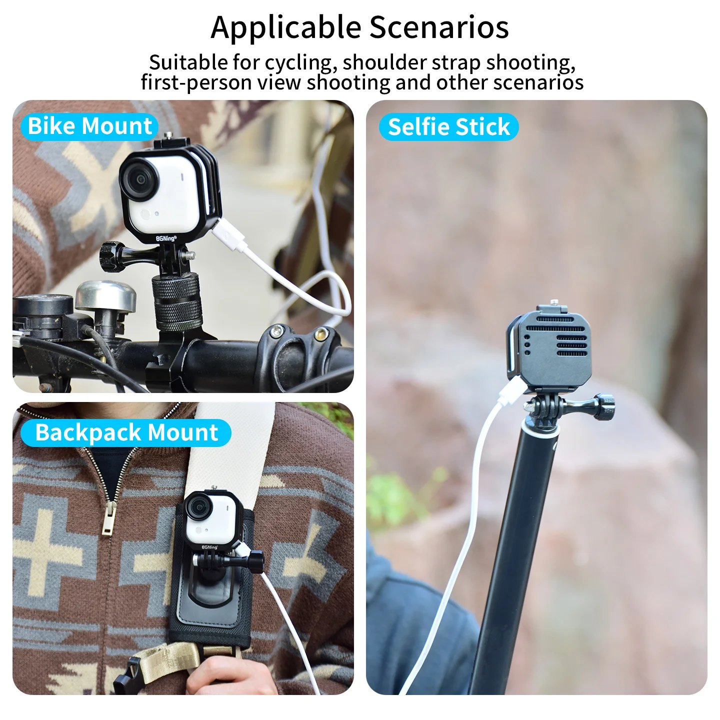 Für Insta360 GO Ultra Action-Kamera Vlogging-Käfig Magnetisches Laden Wärmeableitung Horizontal Vertikal FPV Halsstativ-Halterung – Detail 9