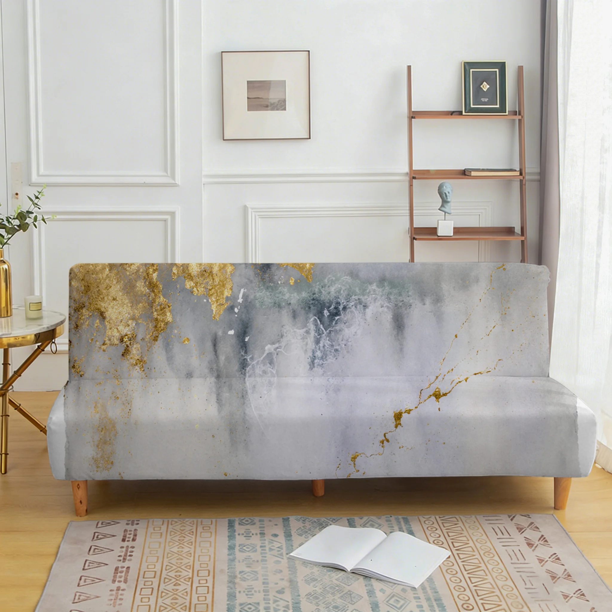 Gilt ink pattern sofa bed cover, living room sofa bed cover, dustproof machine washable sofa bed cover