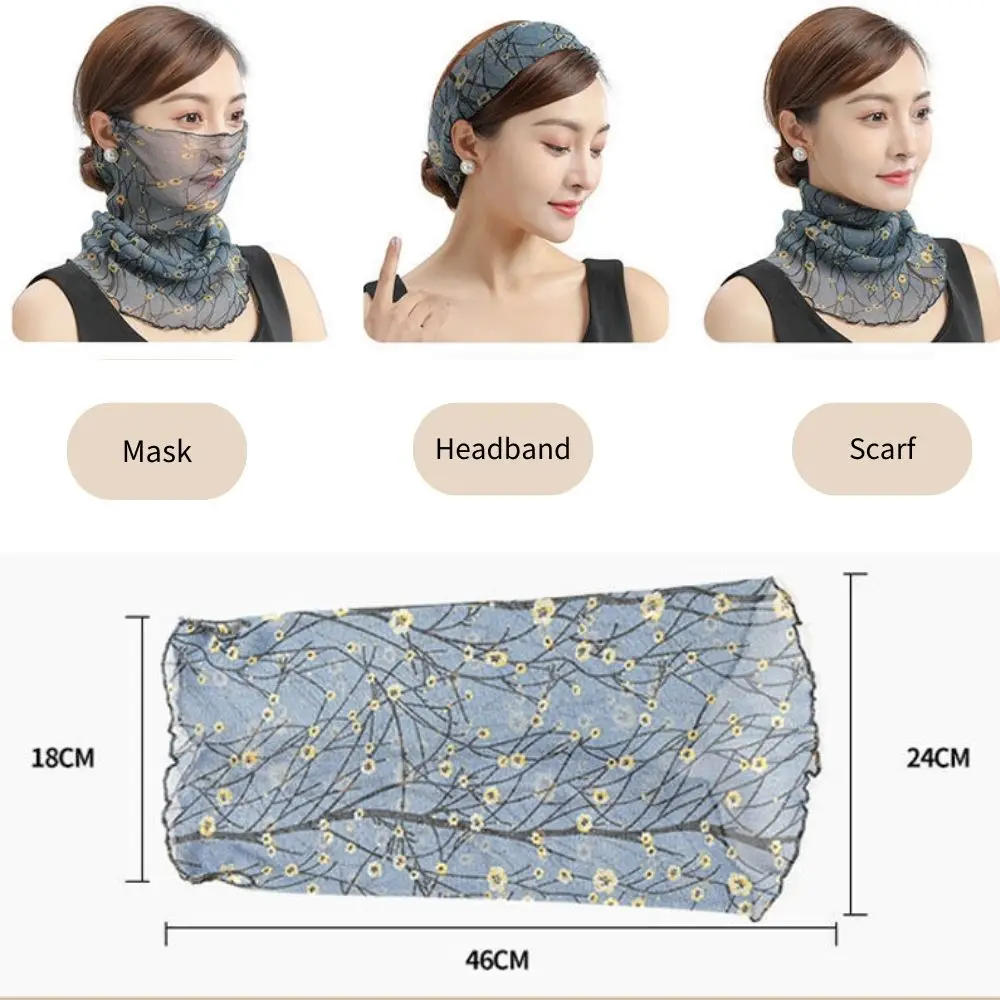 Summer Thin Anti-UV Scarf Women Driving Riding Chiffon Neck Collar Scarf Multi-Function UV Protection Mask Sunscreen For Face