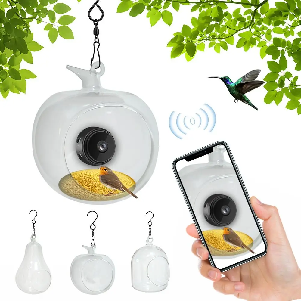 Gift with Camera Smart Bird Feeder With Wireless WiFi Hanging Bird Feeders House Capture Photos Outdoor Bird Watching Device