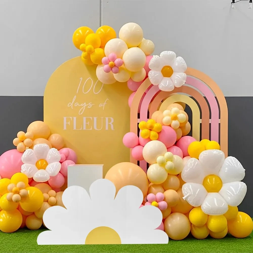 DIY Daisy Cutout Daisy Themed Party Backdrop KT Board Sunflower Balloon Baby Shower Girl Princess Birthday Party Wedding Decorat