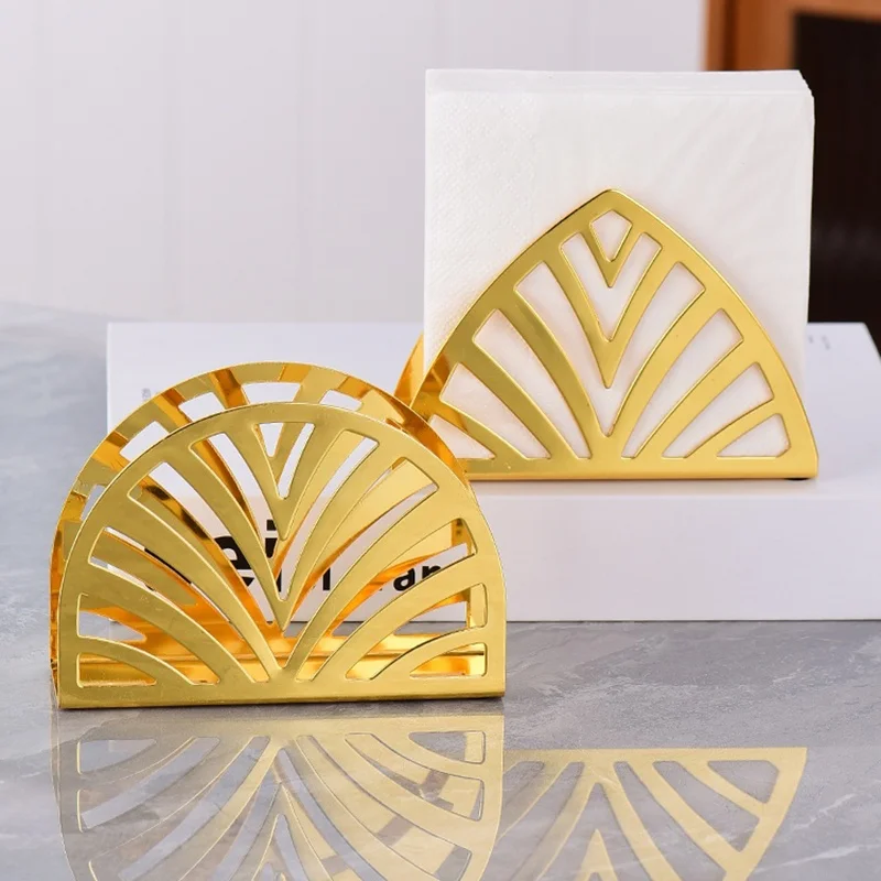 Napkin Paper Holder, Tissue Clip, Iron Paper Towel Rack, Triangular Golden Square Towel Seat, Restaurant Table Paper Dispenser