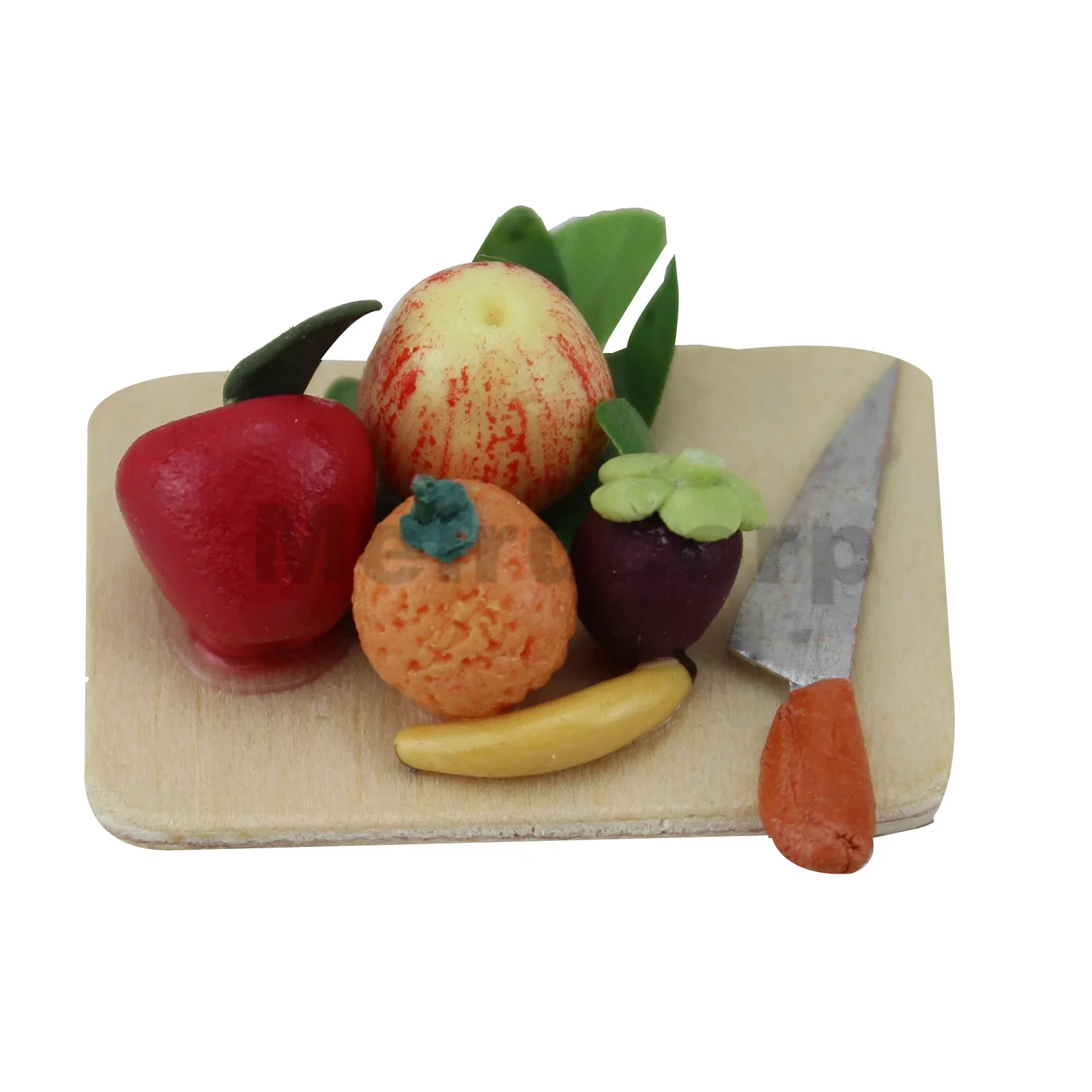 Dollhouse decorate 1:12 Scale Miniature Wooden chopping board Fruits Model Clay handmade