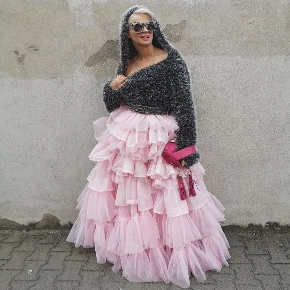 

Милое розовое бальное платье из тюля, юбка принцессы на день рождения, пышные многоярусные многослойные вечерние юбки, летняя праздничная одежда, женская макси-юбка