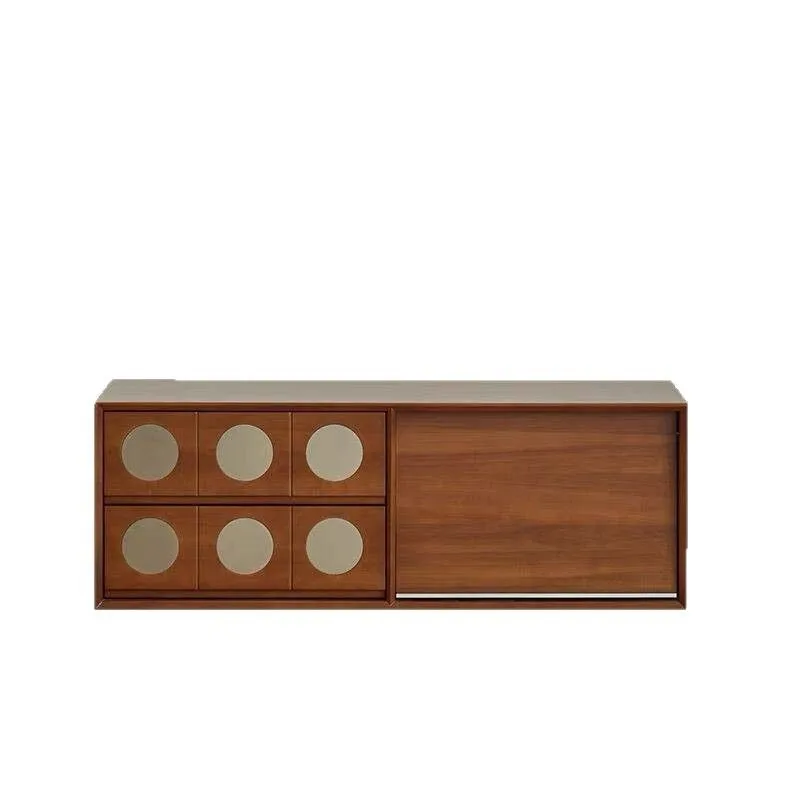 Nordic solid wood TV cabinet floor cabinet free combination solid wood module storage sofa side cabinet