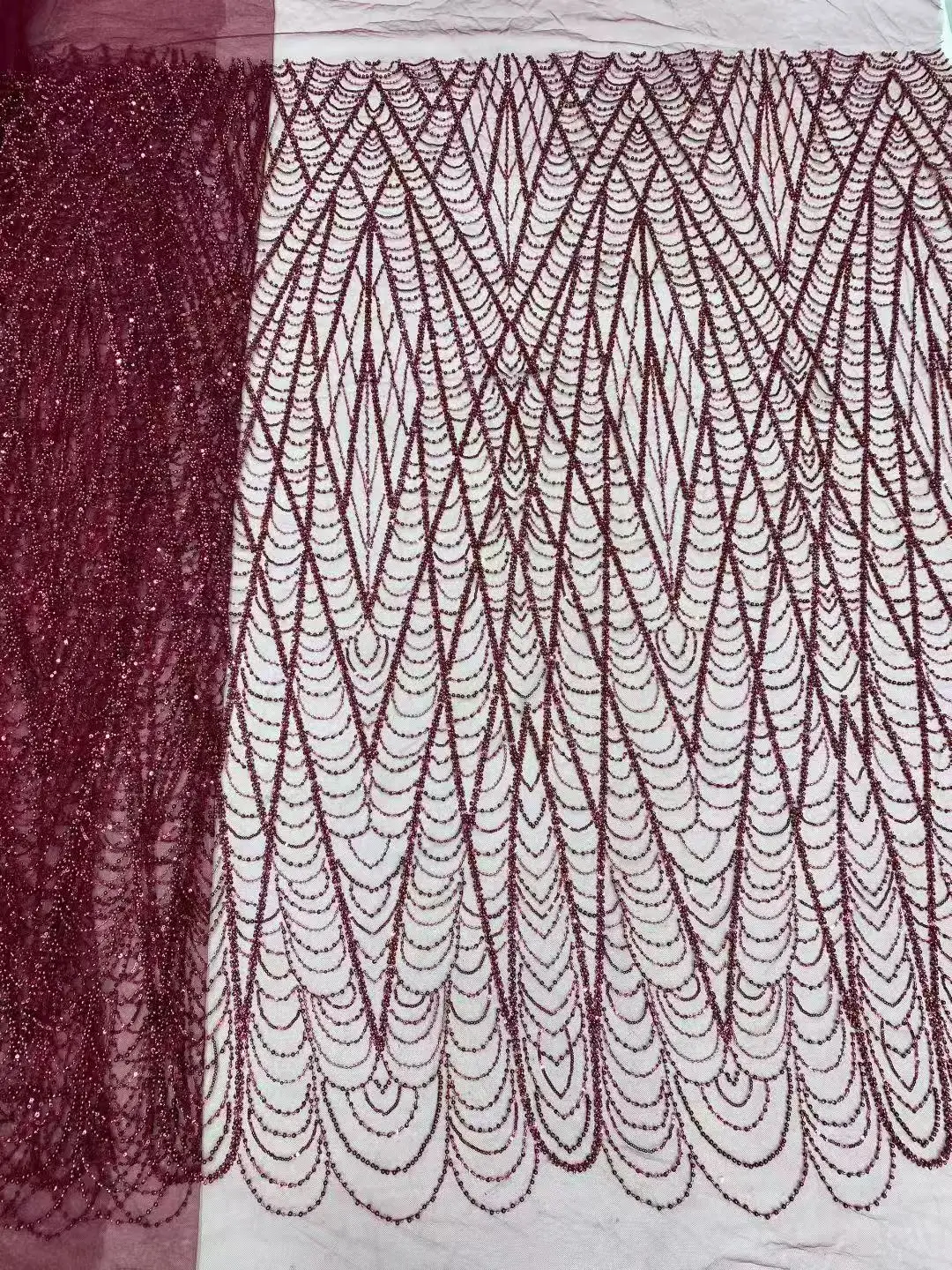 

Beaded Lace French Lace Fabric Sequins 2025 High Quality Lace African Groom Tulle Lace Fabric Sequins Embroidery For Party Dress