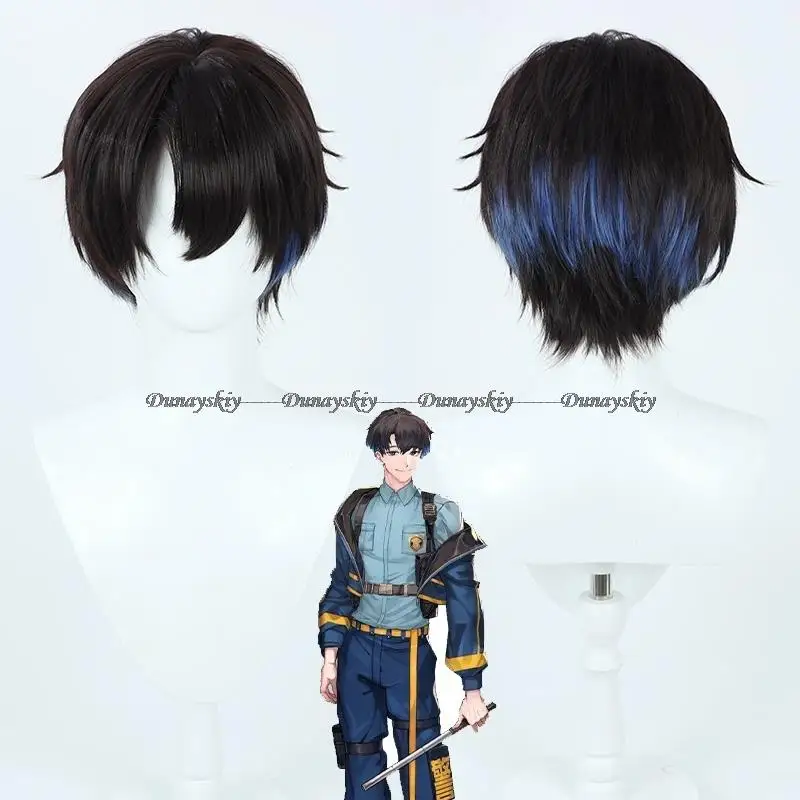 

HANCHO Cosplay Wig Paradox Live Goku Luck Black Blue Short Heat Resistant Synthetic Hair Halloween Party Role Play + Wig Cap