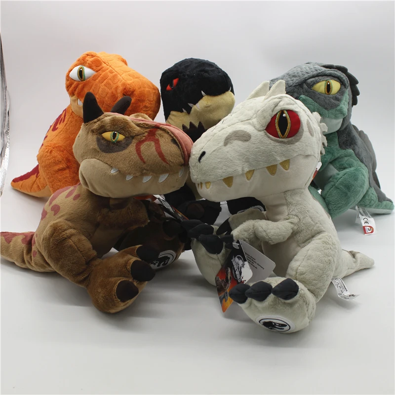 Original Jurassic World Indominus  High quality tyrannosaurus  velociraptor doll plush toys dolls Children's birthday Presents