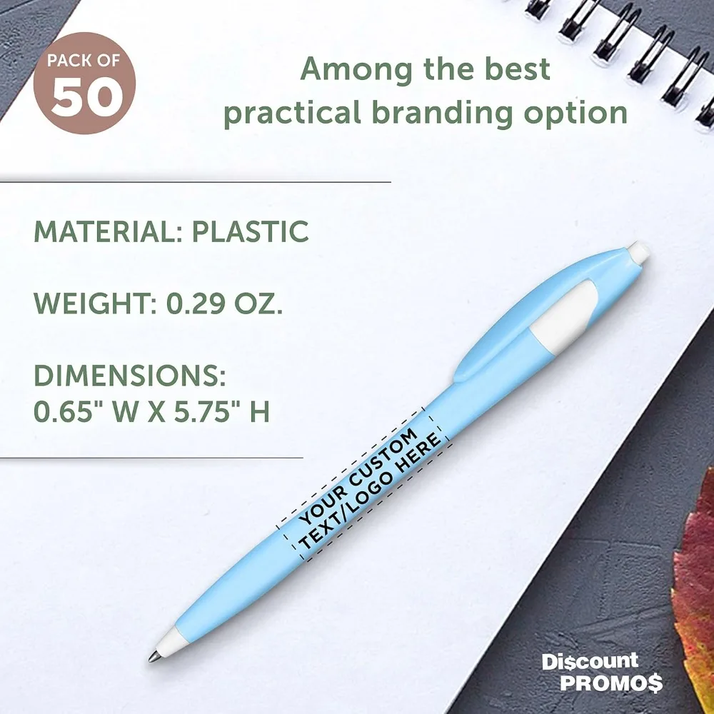 مجموعة أقلام بلاستيكية مخصصة بلونين مكونة من 50 قطعة مع تخصيص - حبر أسود، مثالية للمكاتب والمدارس والسفر #4