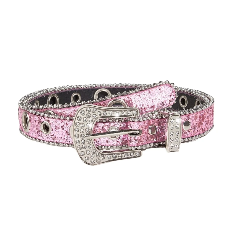 Adult Full Diamond Belt for Dress Adjustable Pin Buckle Waist Belt Shinning Rhinestone Wide Waist Belt Ladies Skirt Belt