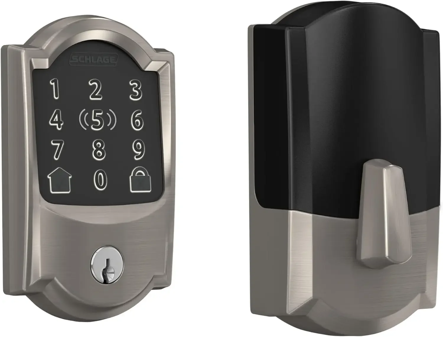 NEW-BE499WB CAM 619 Encode Plus WiFi Deadbolt Smart Lock, Keyless Entry Touchscreen Door Lock with Camelot Trim, Satin Nickel