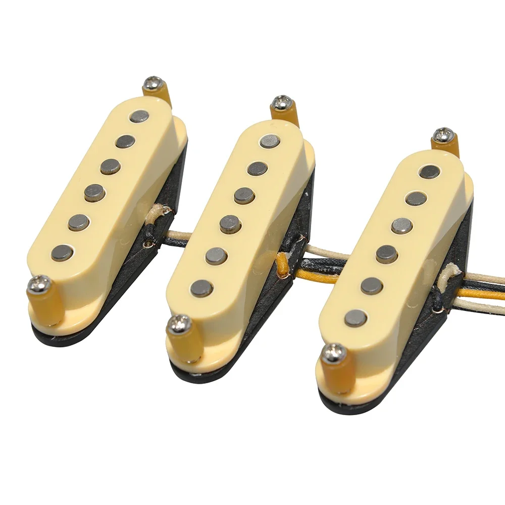 

Alnico 3 SSS Surfari Handwound Guitar Pickups Vintage 1954 Single Coil for ST style Guitars N/M/B For ST Guitar Yellow Cover