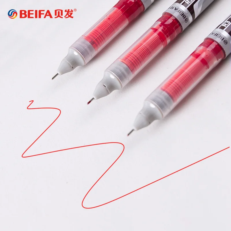 Beifa em linha reta caneta gel líquido 0.5mm tinta vermelha preta seca rápida caneta escola escritório estudante esferográfica escrever artigos de papelaria