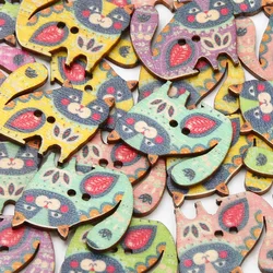 20pcs Retro Cat Sewing Buttons 2Hole Wood Buttons For  Clothing Scrapbooking Ornament Crafts Accessories Handicraft Decoration