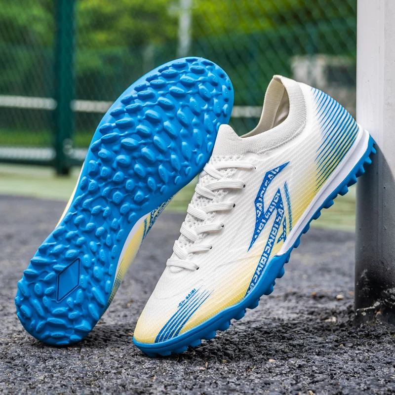 

Professional TF Soccer Boots Men Women PU Synthetic Upper Durable Rubber Sole Non-slip Training Cleats