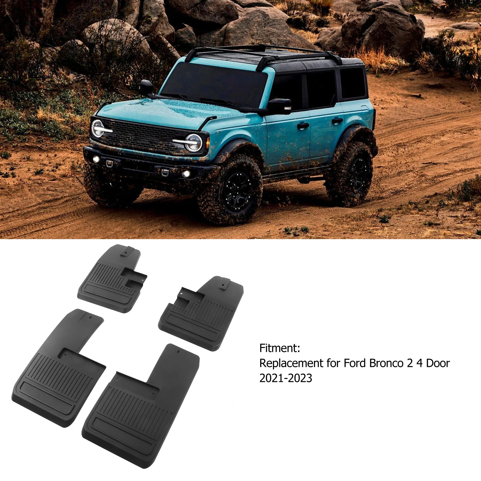 

Car Mud Flaps Black Front Rear Tire Mud Splash Guard Kit Replacement for 2 4 Door 2021‑2023 Front Rear Mud Guards