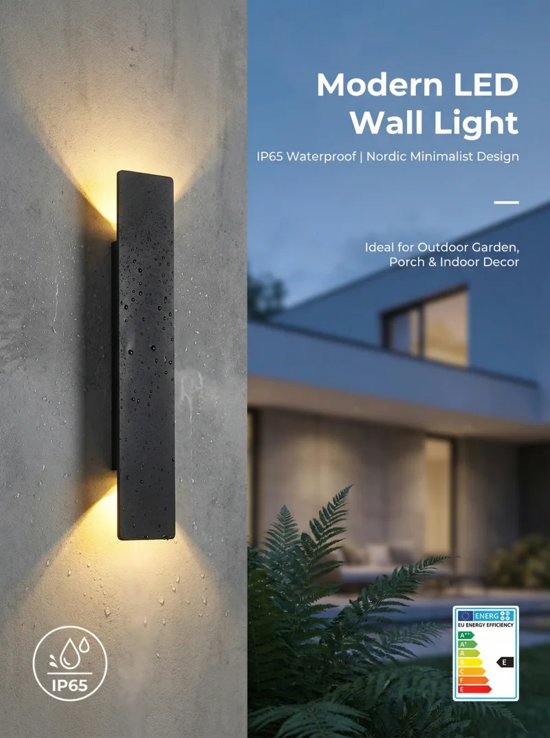 

LED long square outdoor waterproof wall lamp villa courtyard garden wall lamp outdoor terrace balcony exterior wall lamp