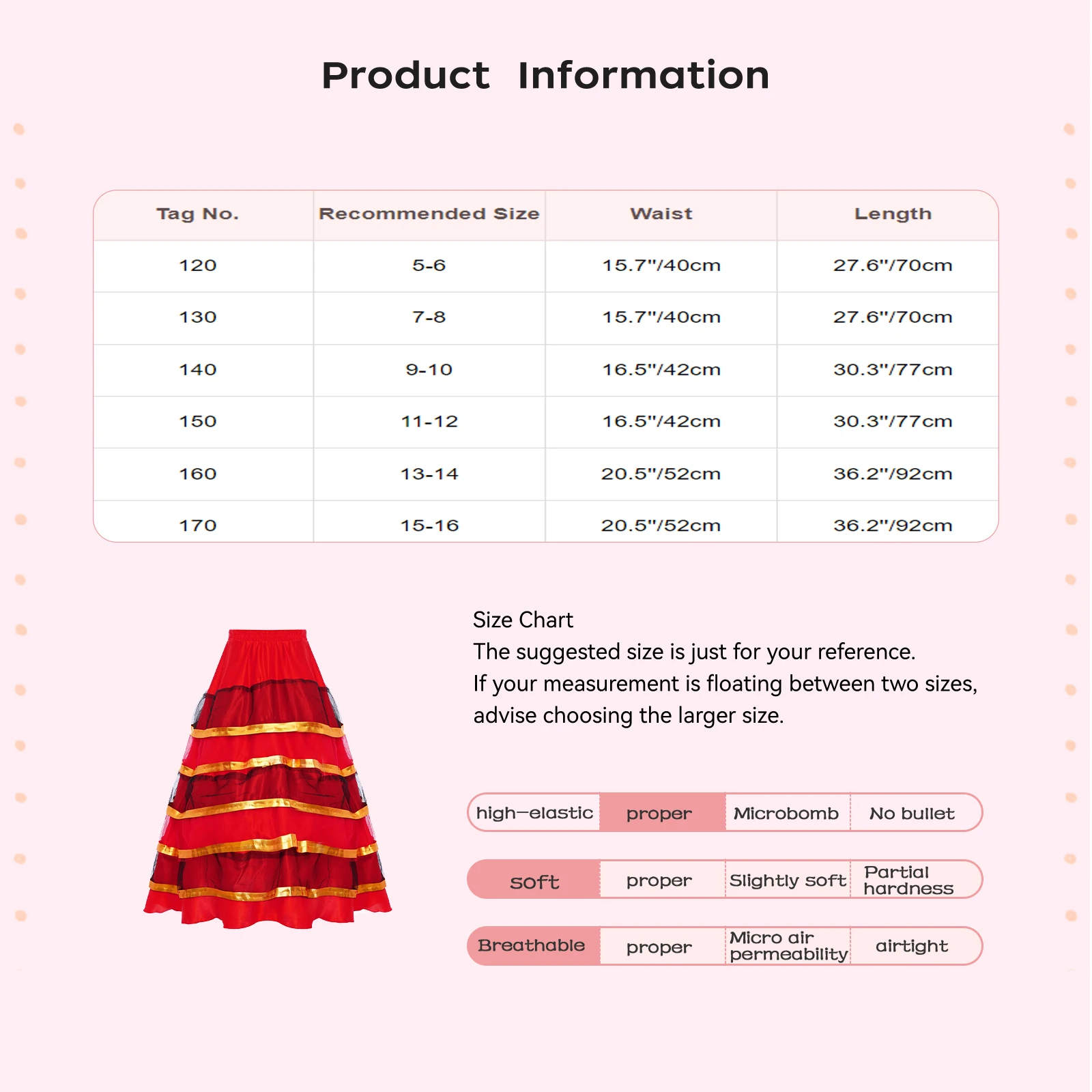Kids Girls Gypsy Girl Spanish Flamenco Skirts Striped Satin Silk Big Swing Red Long Skirt Team Performance Ballroom Belly Dance