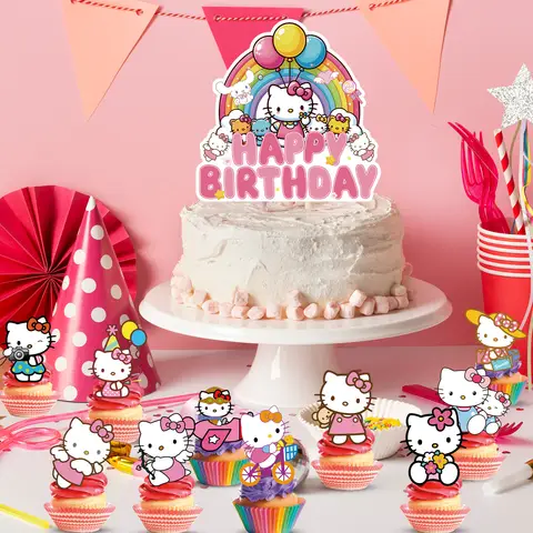 हैलो किट्टी पार्टी सजावट, 25 पीस हैलो किट्टी केक टॉपर सेट-हैलो किट्टी कपकेक टॉपर और हैलो किट्टी जन्मदिन केक टॉपर 6 best sales जन्मदिन का केक टॉपर - №5