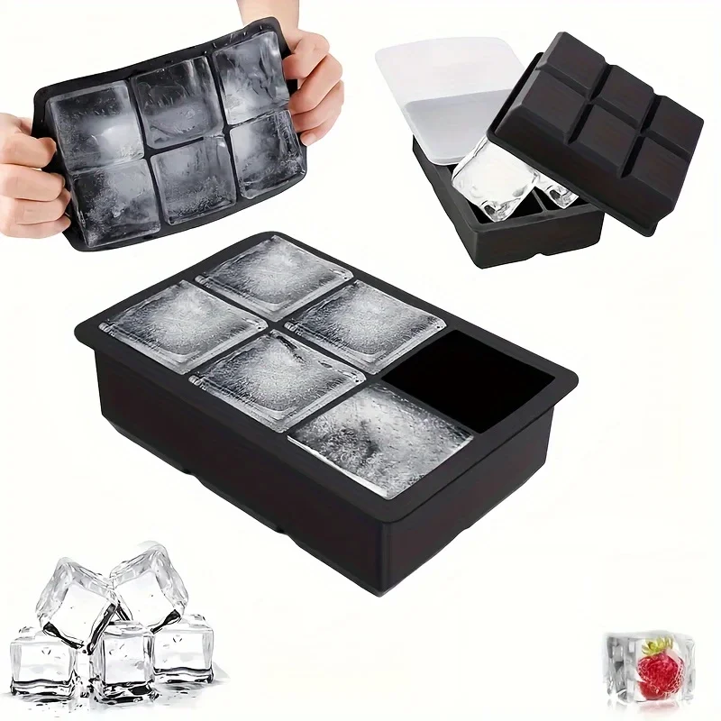 4 Gitter, 6 Gitter, 8 Gitter Silikon-Eiswürfelform mit Deckel, Eiswürfelform, Fruchteiswürfel für die Haushalts-Eismaschine