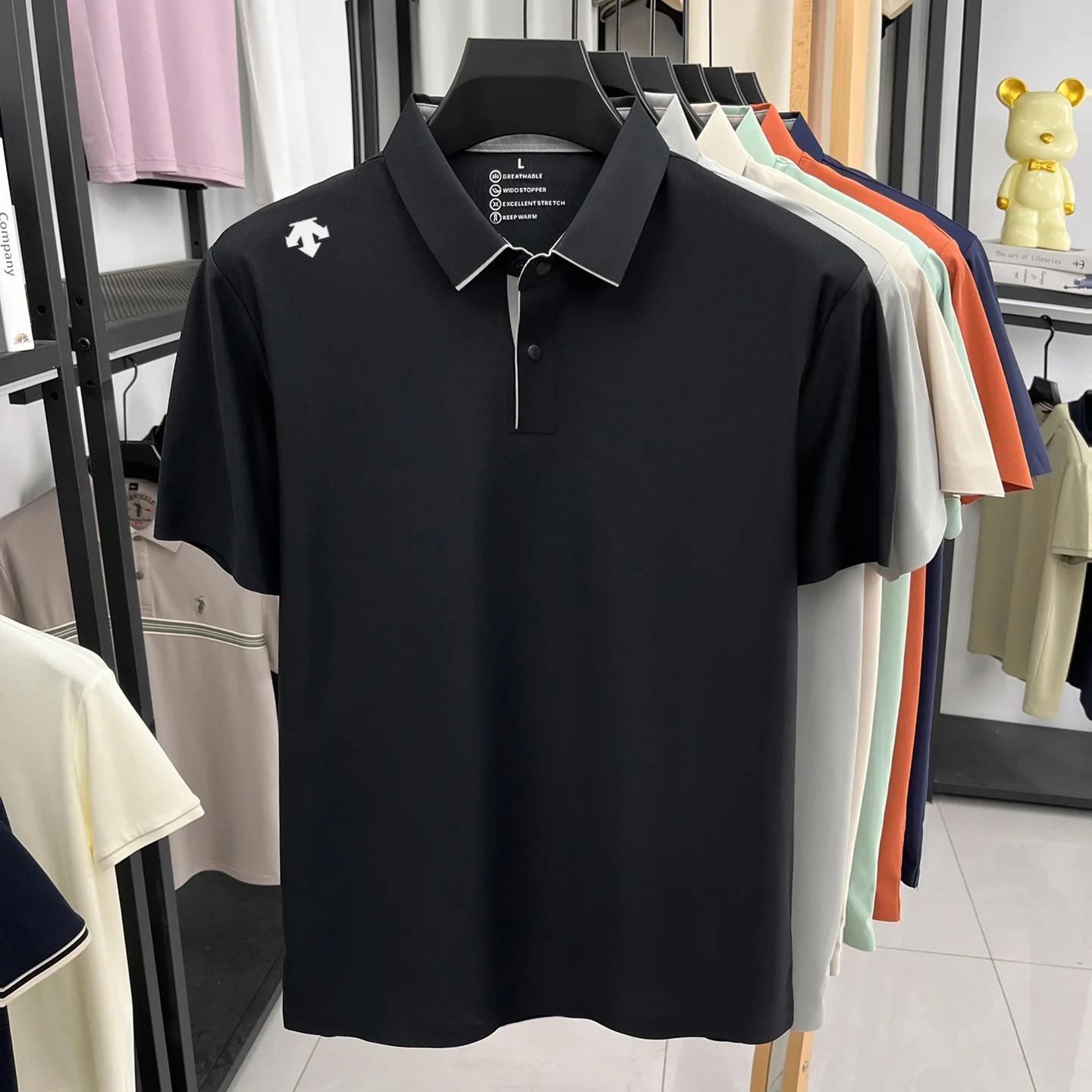 Hochwertiges Eisseide-Kurzarm-Poloshirt, Marken-Luxus, geprägt, modisch, neu, Herren-Sommer-T-Shirt, atmungsaktiv, lässig, Business-T-Shirt – Detail 17