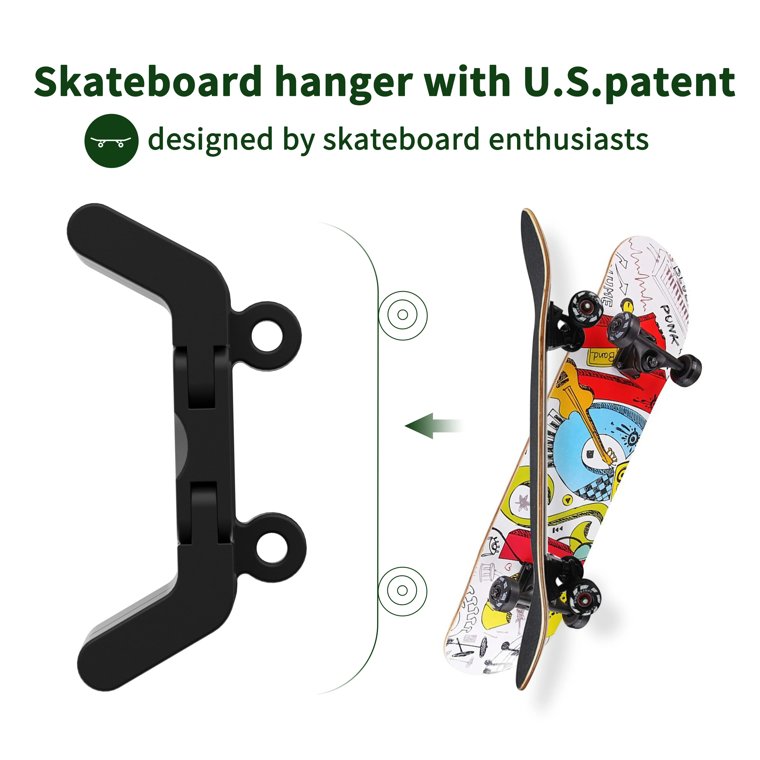 2 Pcs Skateboard Wall Mount Hanger Foldable Skateboard Rack For Skateboard And Longboard Storage and Display Winter Skate Tool