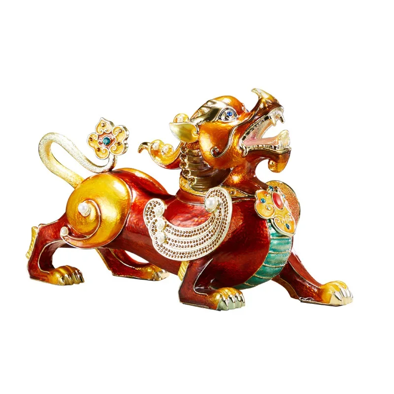 Lucky enamel color, a pair of Pixiu ornaments, living room entrance office, gathering wealth decorations