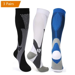 Chaussettes de Compression artificiel astiques pour Varices pour Homme, Accessoire de dehors pour Course à Pied, Basket-ball, Équitation, Naturel, Randonnée, Médical, 3 Paires