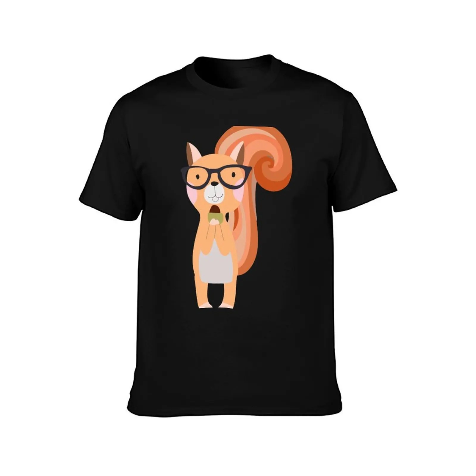 Funny Cartoon Animals Squirrel With Acorn T-Shirt t shirt man cotton T-Shirt