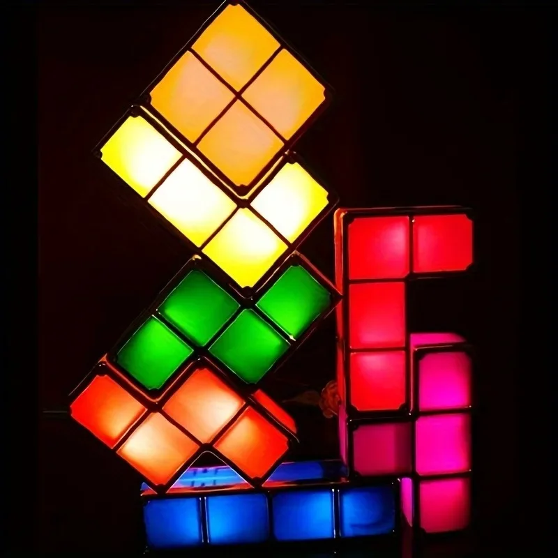 Lampada quadrata colorata 3D creativa fai da te Led lampada da tavolo giocattolo intelligente a emissione di luce camera da letto Puzzle atmosfera