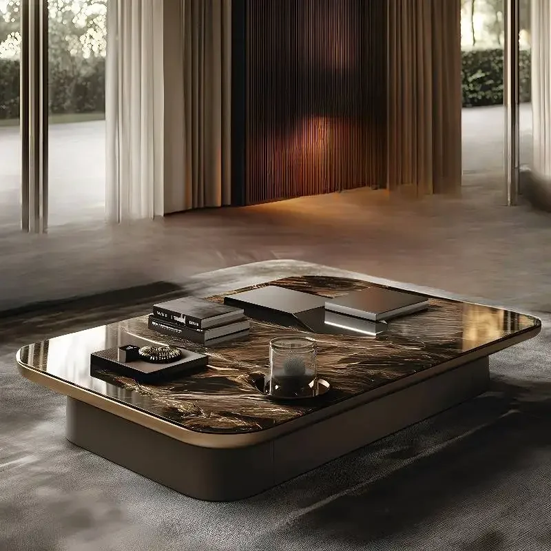 Unique Irregular Coffee Table Extendable Style Storage Black Coffee Table Center Luxury Saving Meuble Salon Furniture For Home