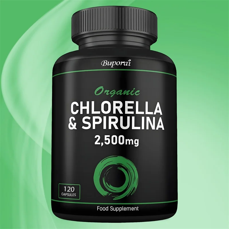 Spirulina & Chlorella 2500 Mg - Detox, Energy, Digestion & Powerful Antioxidant - Super Greens Complex Nutritional Supplement