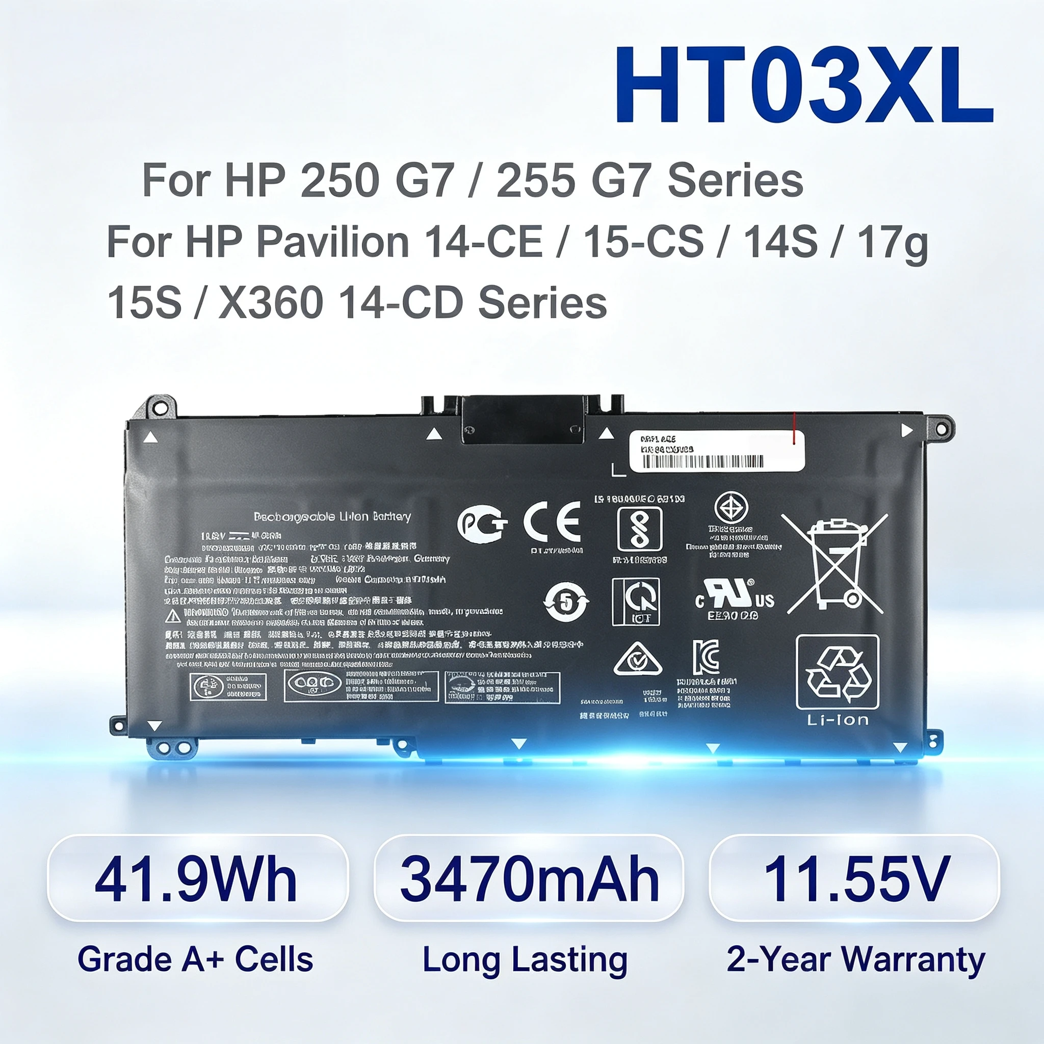 New HT03XL Laptop Battery For HP Pavilion 14 15CS 17 DA DB DW L11119-855 CS0053CL DW0033NR L11421-2C2 HSTNN-UB7J Series