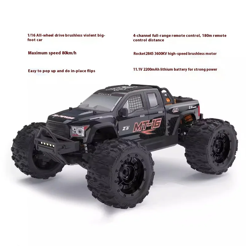 Zd Racing Mt16 1/16 Bürstenloser Hochgeschwindigkeits-4-Rad-Antrieb Rc-Auto Simulation Fernbedienung Elektro-Geländewagen Modell Spielzeug Geschenk