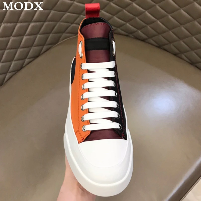 

Men's High Top Canvas Shoe Fashion Mixed Color Print Design Sneakers 2024 New Casual Versatile Lightweight Man Shoe High Quality