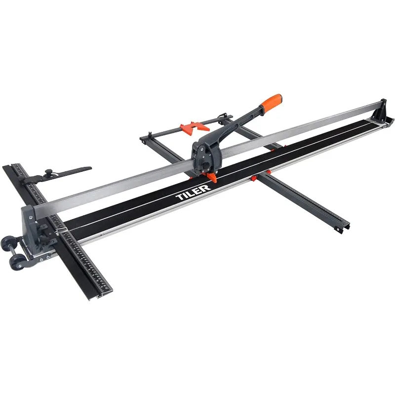 

48" manual tile cutter, ergonomic soft grip handle, solid steel base, high durability aluminum