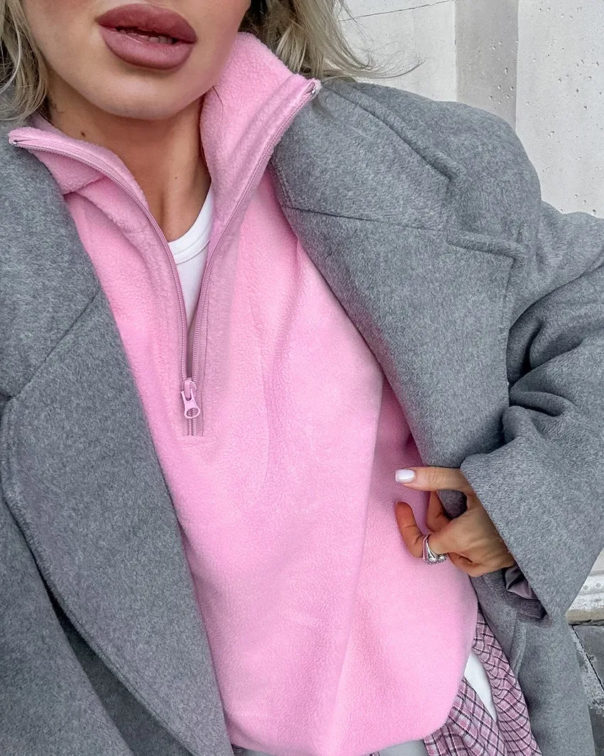 Loose Fit Pullover Hoodie Mid Length Commuter with Regular Sleeve Long Sleeve Notched Collar Elegant Colorblock Women Sweatshirt