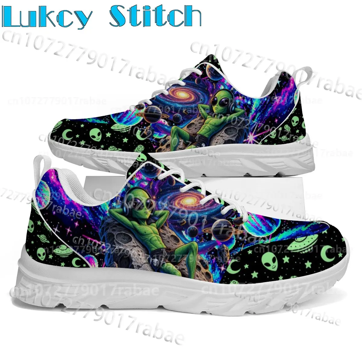 Outer Space Alien Galaxy Print Children Casual Sneakers Lightweight Breathable Walking Shoes Universe Planet Graphic Footwear