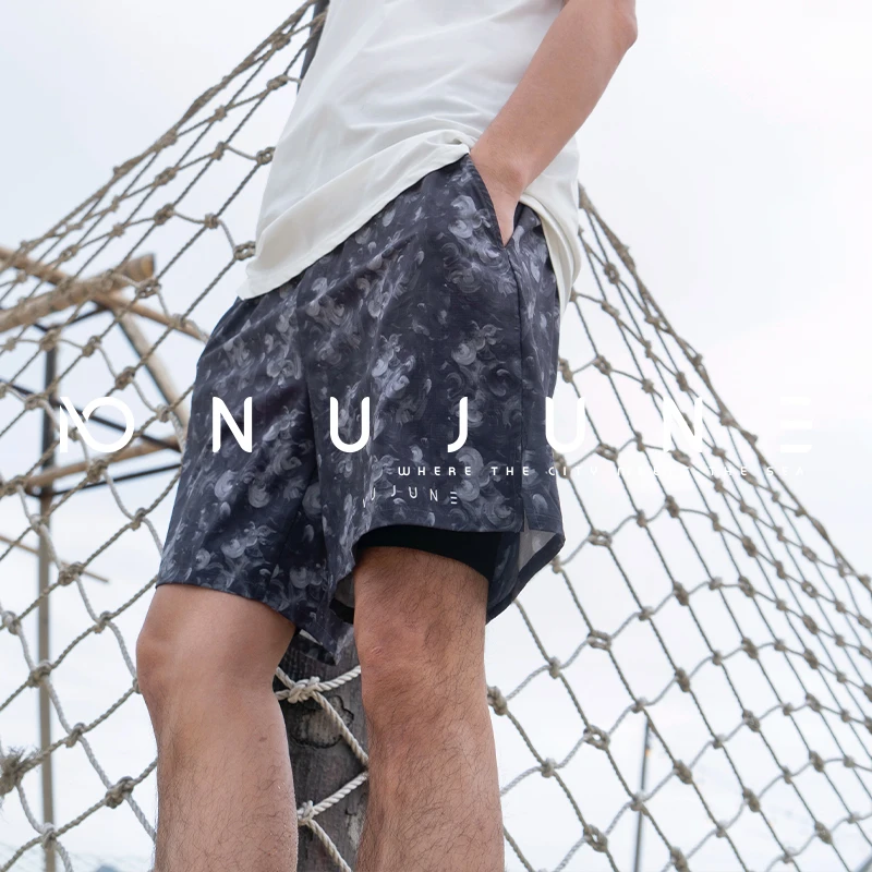 Nu-June Men's Quick Dry Stretch Swim Trunks Waterproof Surfwear Beach Shorts Gym