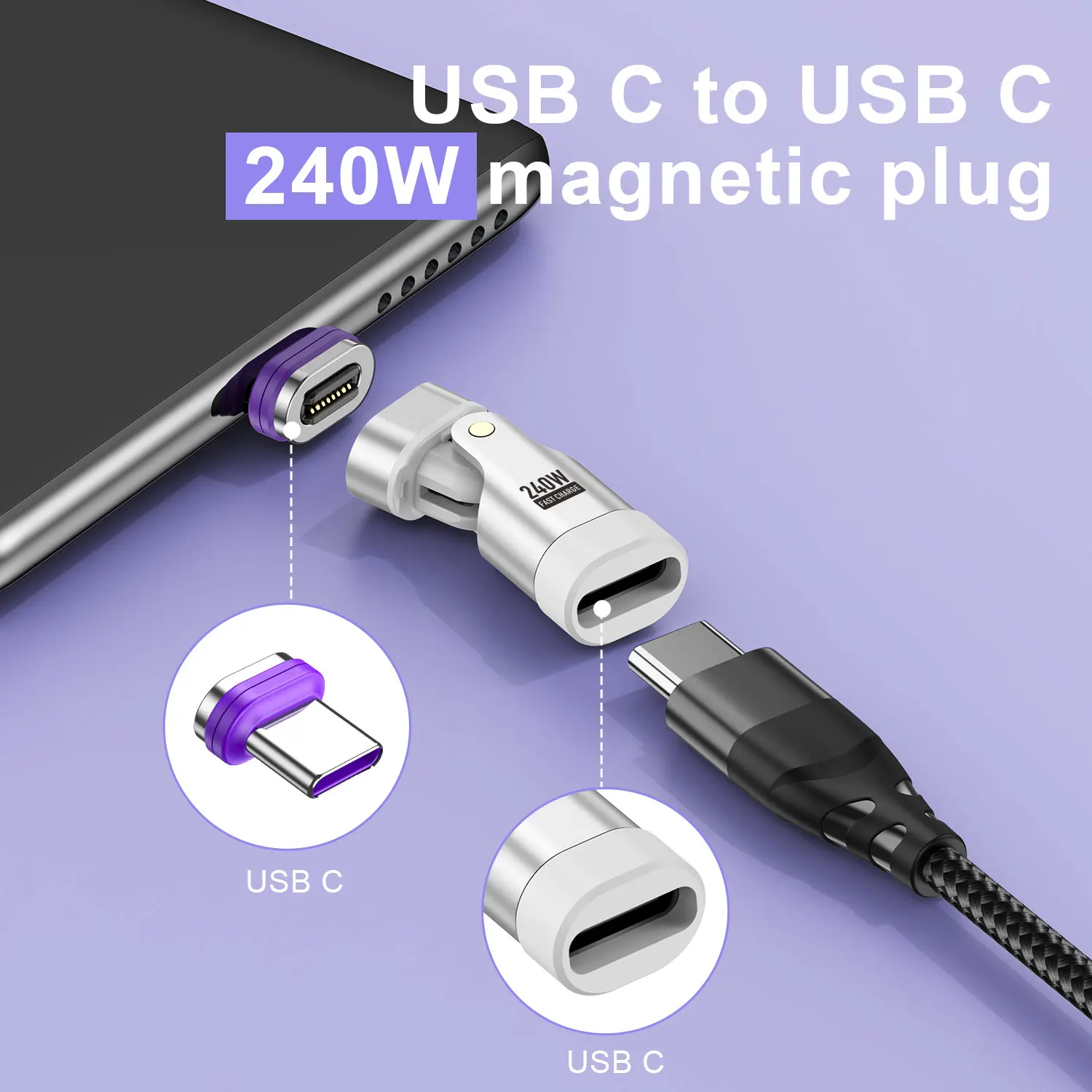 USLION-Adaptadormagnéticode240W,CabledecargarápidaUSBCatipoC,convertidorhembratipoCparaMacbookiPhone1615Xiaomi-AliExpress44