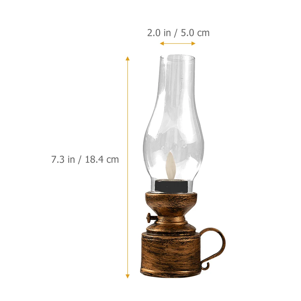 Vintage Flameless Table Lamp Led Kerosene Lamp Nightstand Oil Lamp Operated Retro Lantern Bedroom Living Room