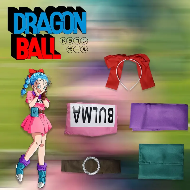 Anime Bulma Costume Cosplay Abito rosa Uniforme Ragazze Kawaii Set completo Abiti per Halloween Carnevale Festa in maschera Donne adulte