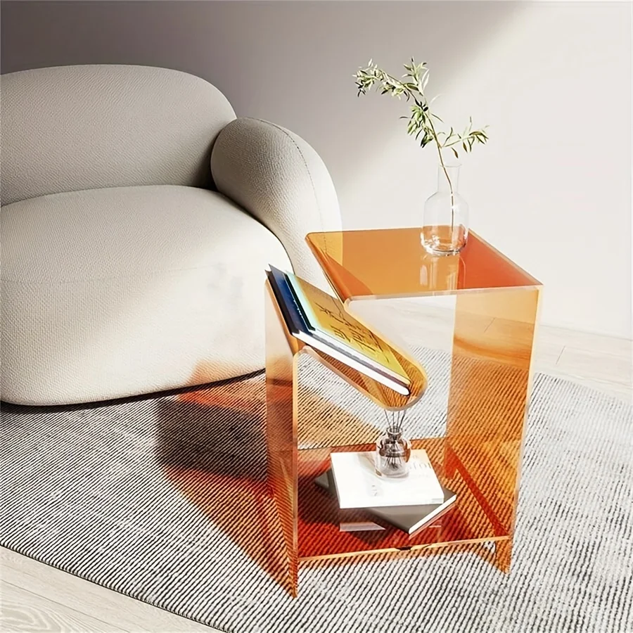 Living room sofa side table, small space multifunctional coffee table, acrylic side table.