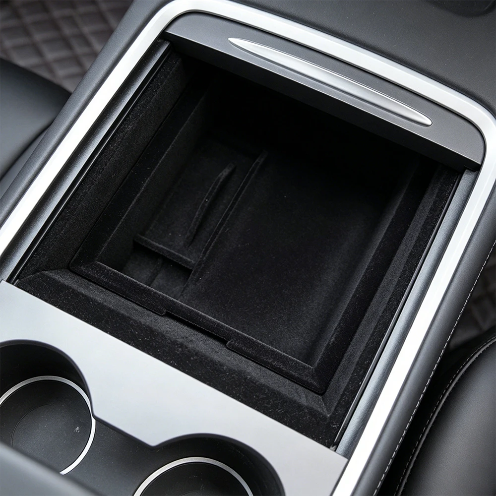 1pc For Tesla Model 3 Highland Y Juniper 2021-2024 Car Storage Box Central Armrest Hidden Storage Box Cup Holder Car Accessories view 6