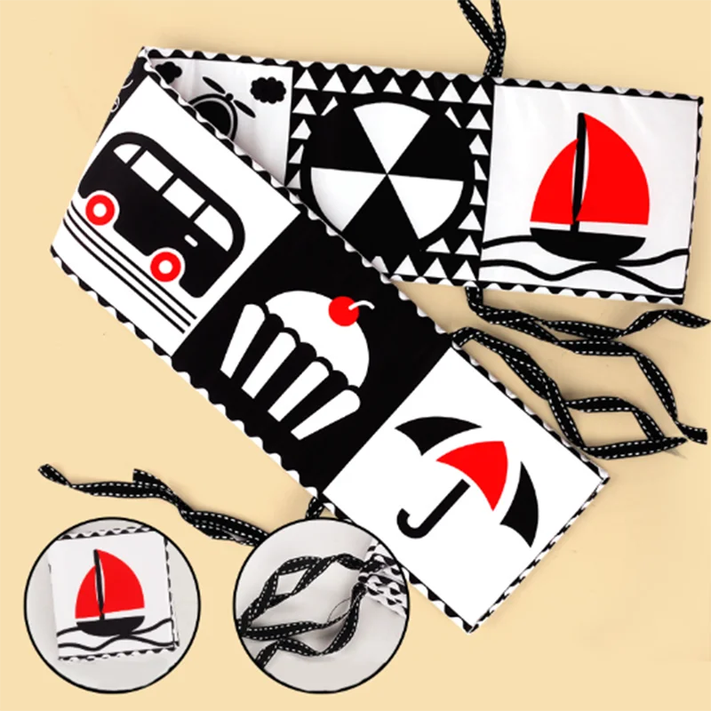 Zwart-wit bed surround baby kan het niet afscheuren, kan het gekleurd stoffen boek voor voorschools onderwijs kauwen