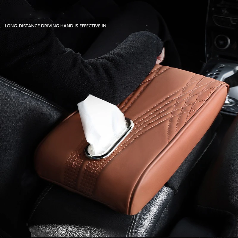 Multifunctional Car Armrest Storage Box Height Pad Universal Leather Memory Foam Auto Center Armrest Protective Cushion Support